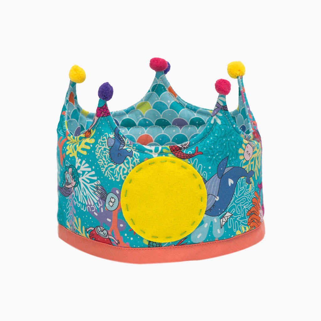 Corona de tela para cumpleaños, hecha a mano, motivo sirenas.
