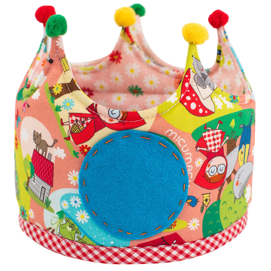 corona-cumpleaños-niña-tela-caperucita